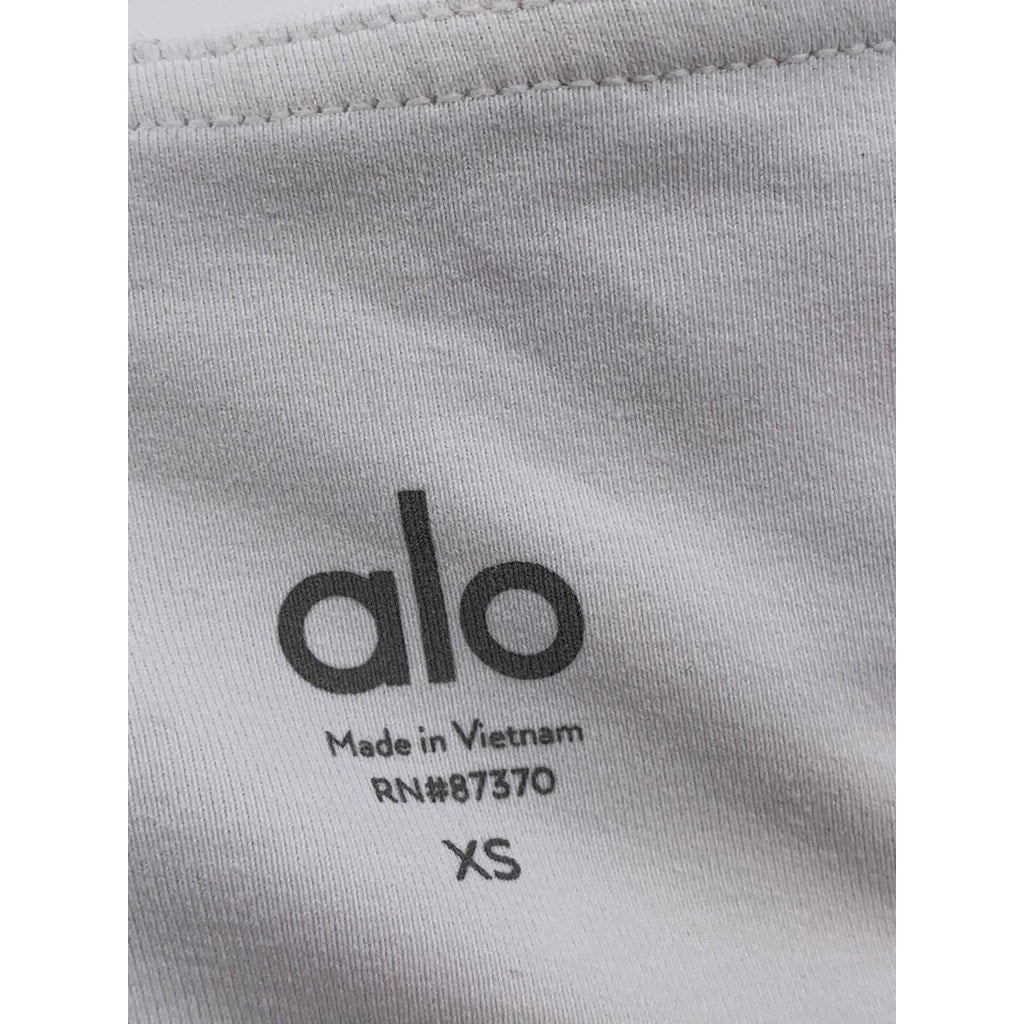 ALO Women's White High-Waist Pull-On Ribbed-Mesh Moto Leggings SZ XS