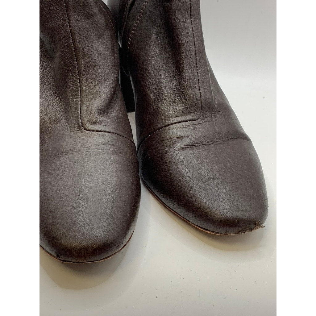 LOEFFLER RANDALL Women's Brown Leather Heeled Mid Boots SZ 8.5