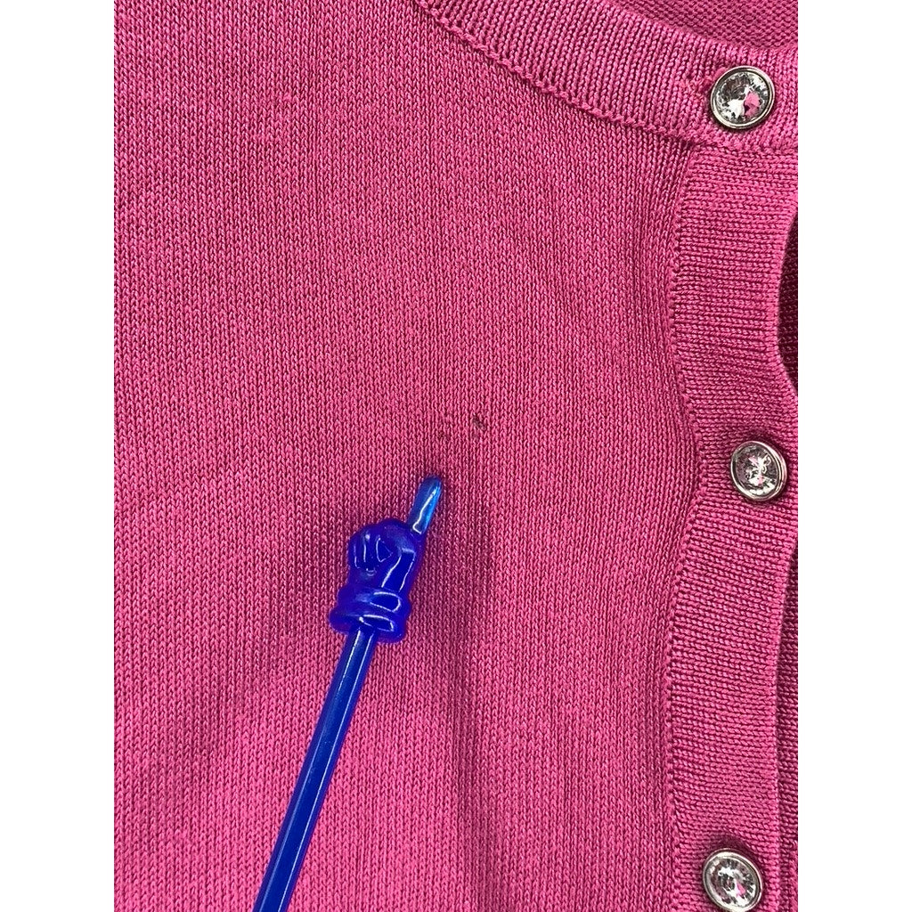DIVINE HEART Women's Petite Pink Knit Button-Up Cardigan SZ PL