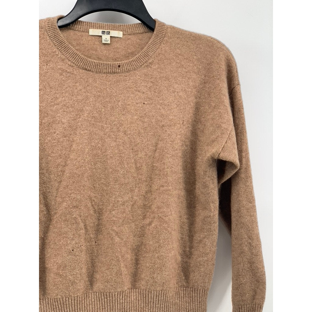 UNIQLO Women's Brown Cashmere Soft Knit Crewneck Pullover Sweater SZ S