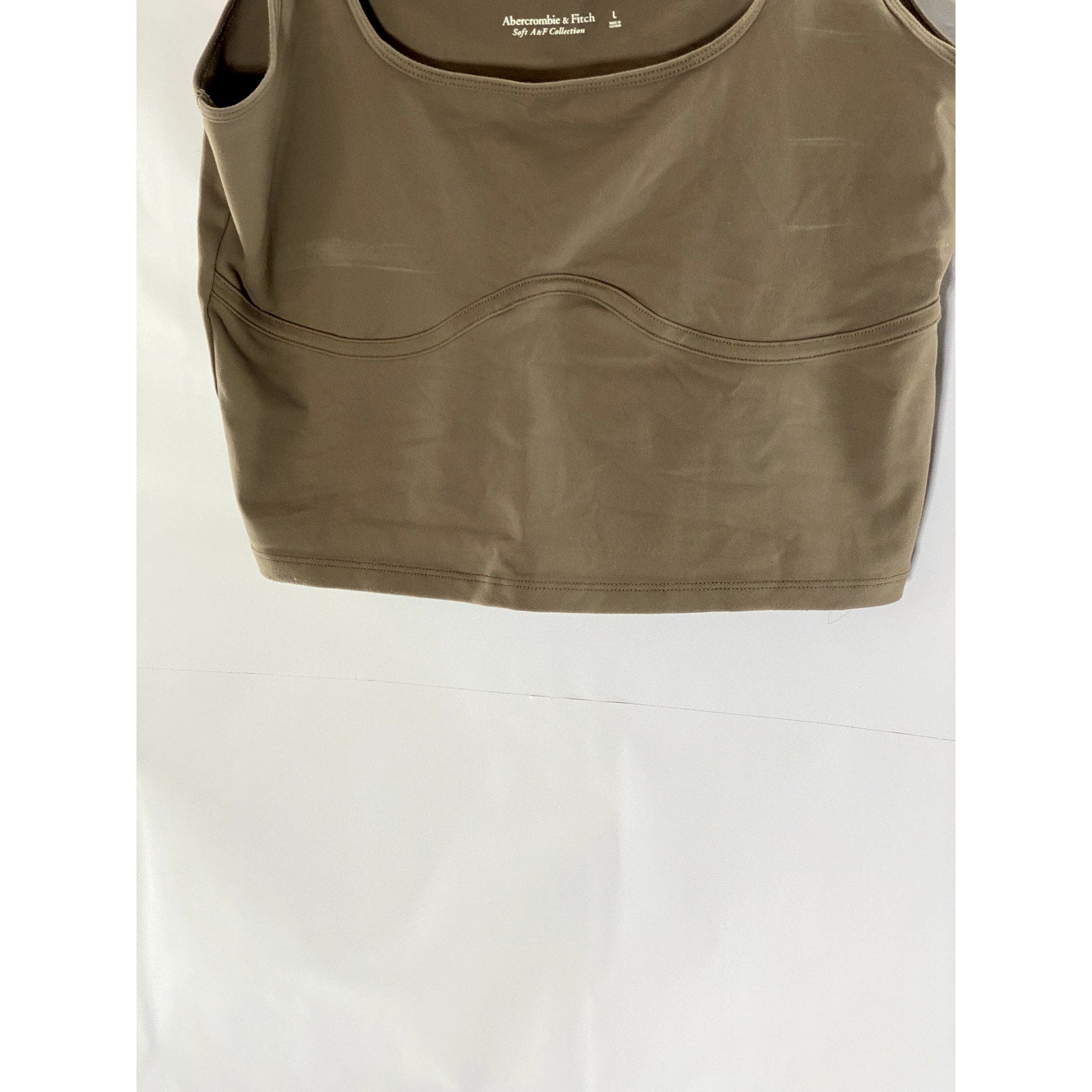 ABERCROMBIE & FITCH Women's Brown Straight-Neck Cropped Tank Top SZ L