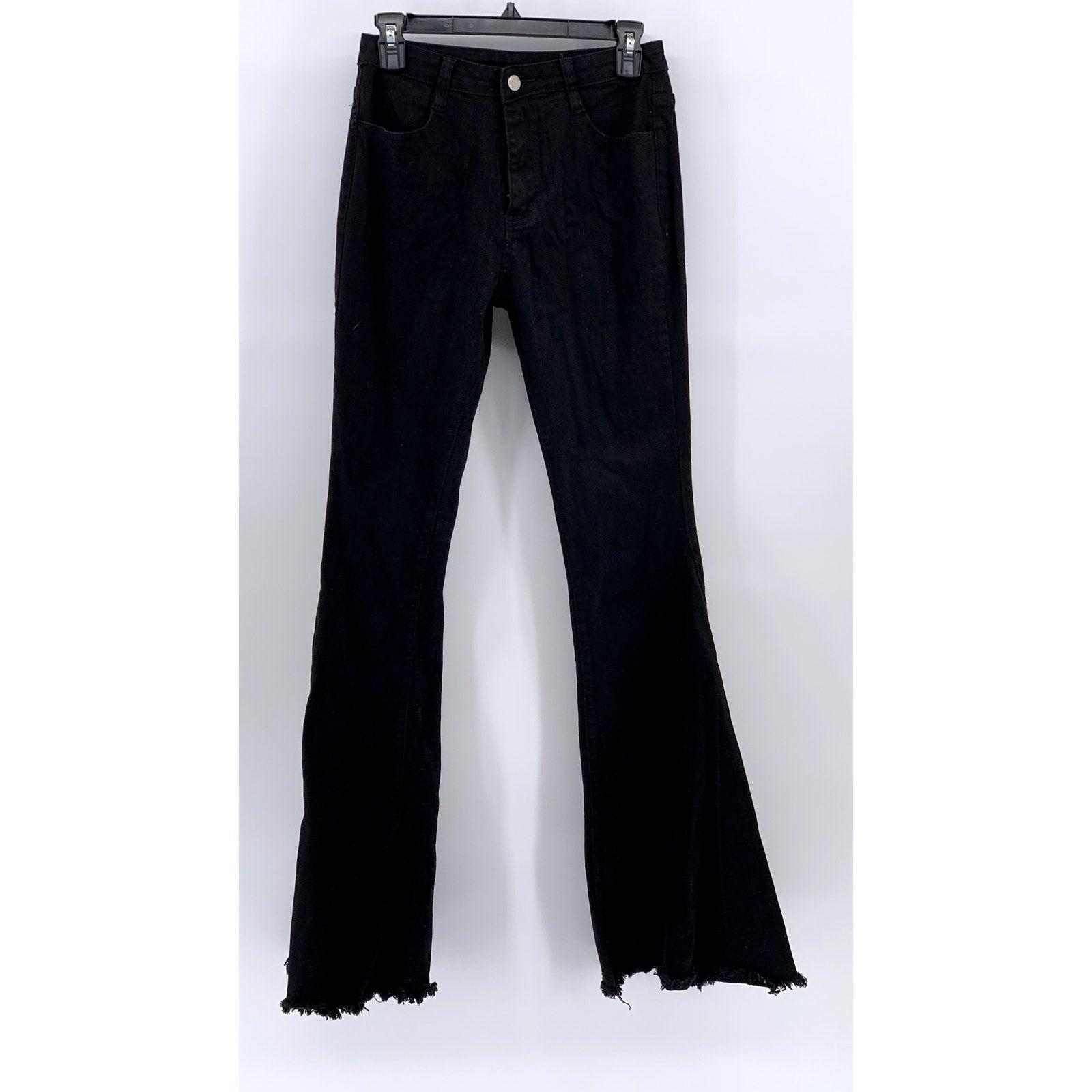 SAINTS AND HEARTS Women's Black Frayed Flare Jeans SZ M