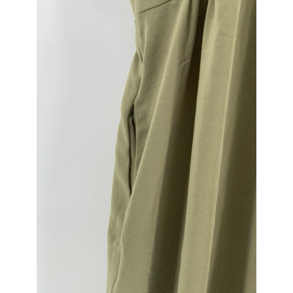 GRADE & GATHER Women's Olive Green Crewneck Relaxed-Fit A-Line Mini Dress SZ S