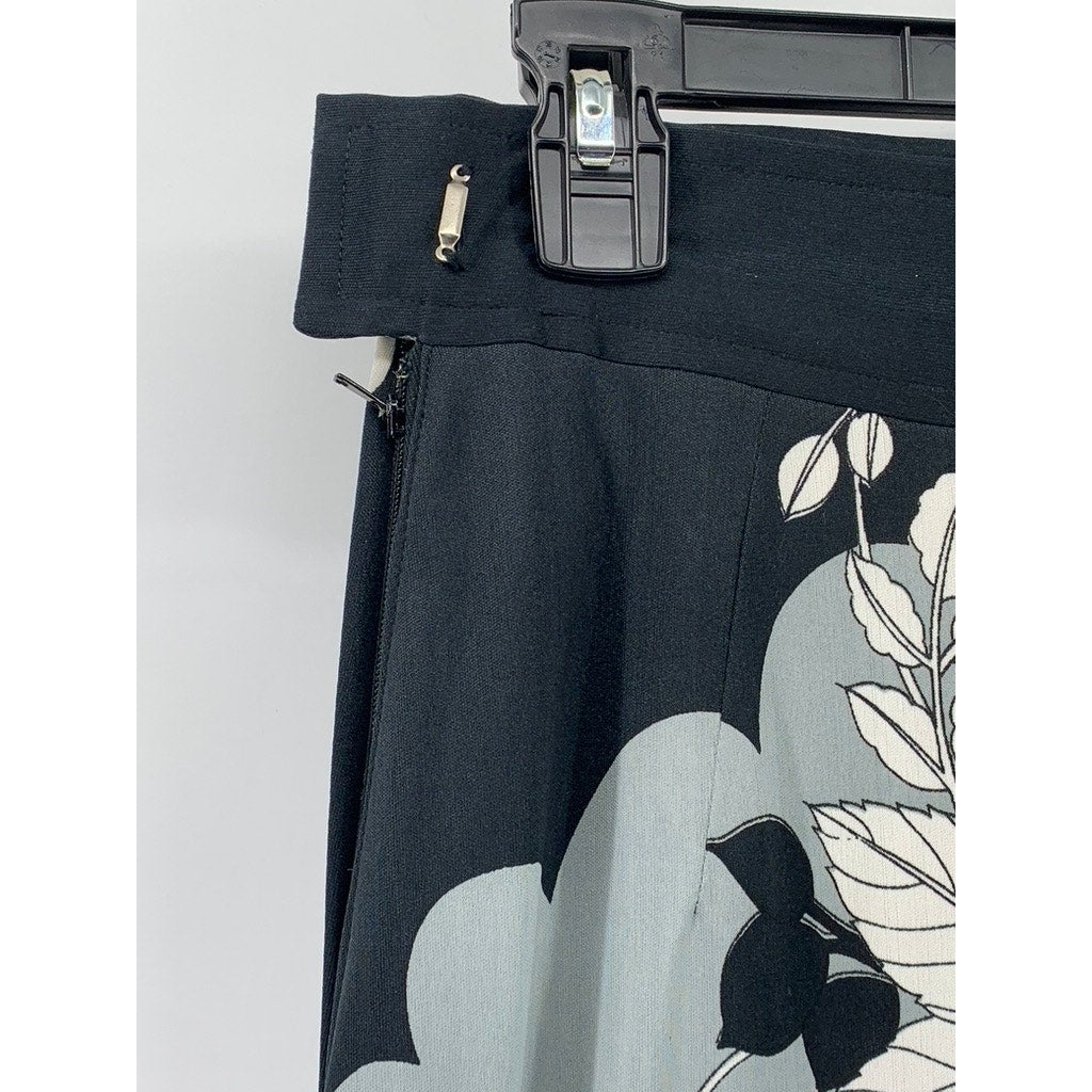 PEARL Women's Black Printed A-line Midi Skirt SZ 28(USS)