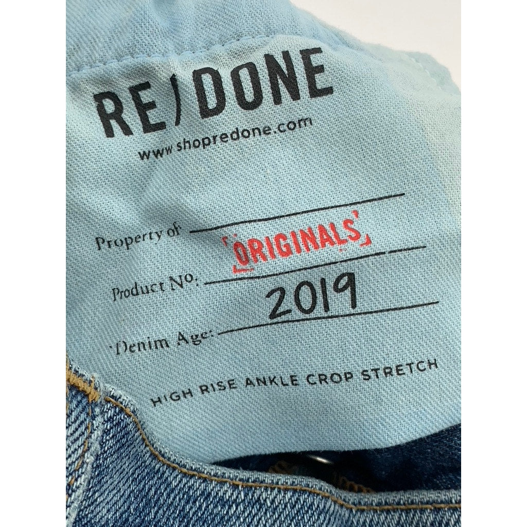 RE/DONE Women’s Blue Denim High Rise Button-Fly Cropped Stretch Jeans SZ 26