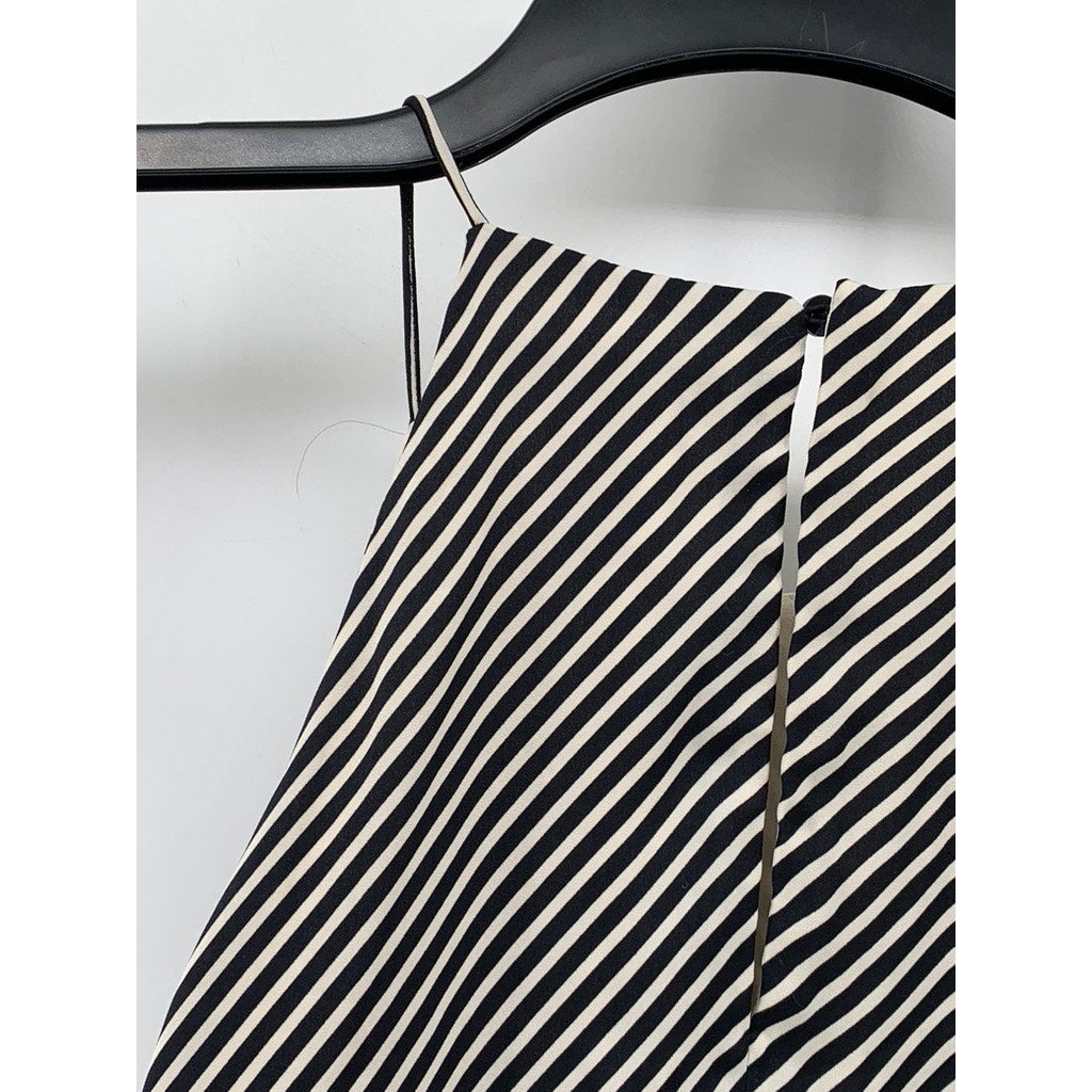 H&M Women's Black-Beige Striped Halter-Style Mini Dress SZ XS
