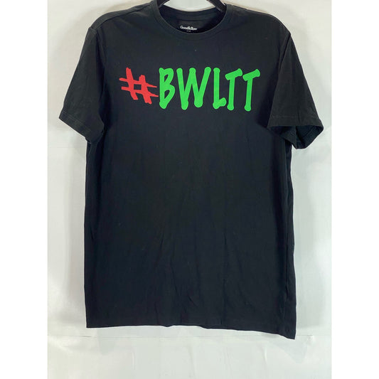GOODFELLOW & CO Men's Black Crewneck Graphic Standard-Fit Every Wear T-Shirt SZM