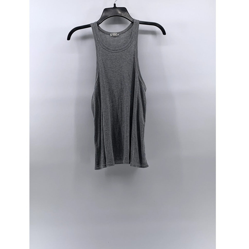 FREE PEOPLE INTIMATELY Women's Gray Ribbed Scoop-Neck Tunic Tank Top SZ S