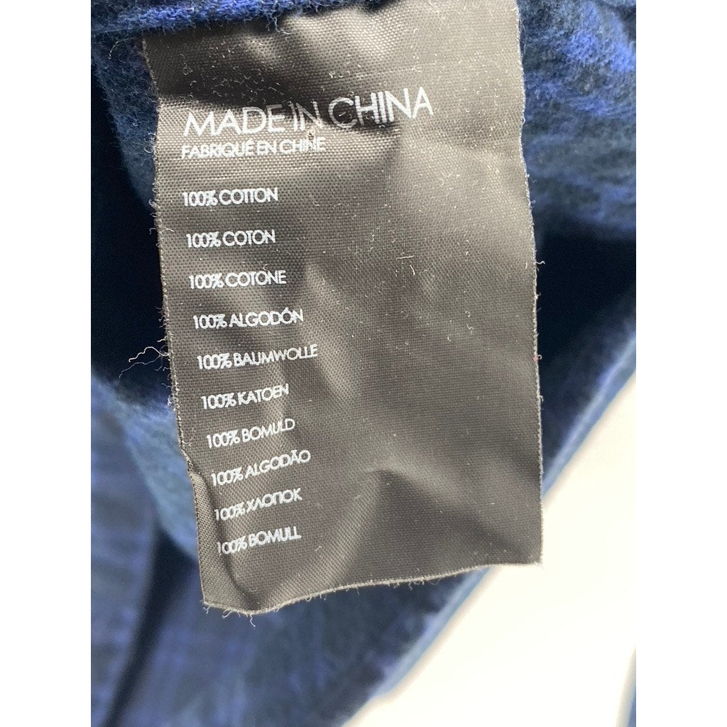 CLUB MONACO Men's Dark Blue-Black Check Slim-Fit Button-Up Long Sleeve Shirt SZL