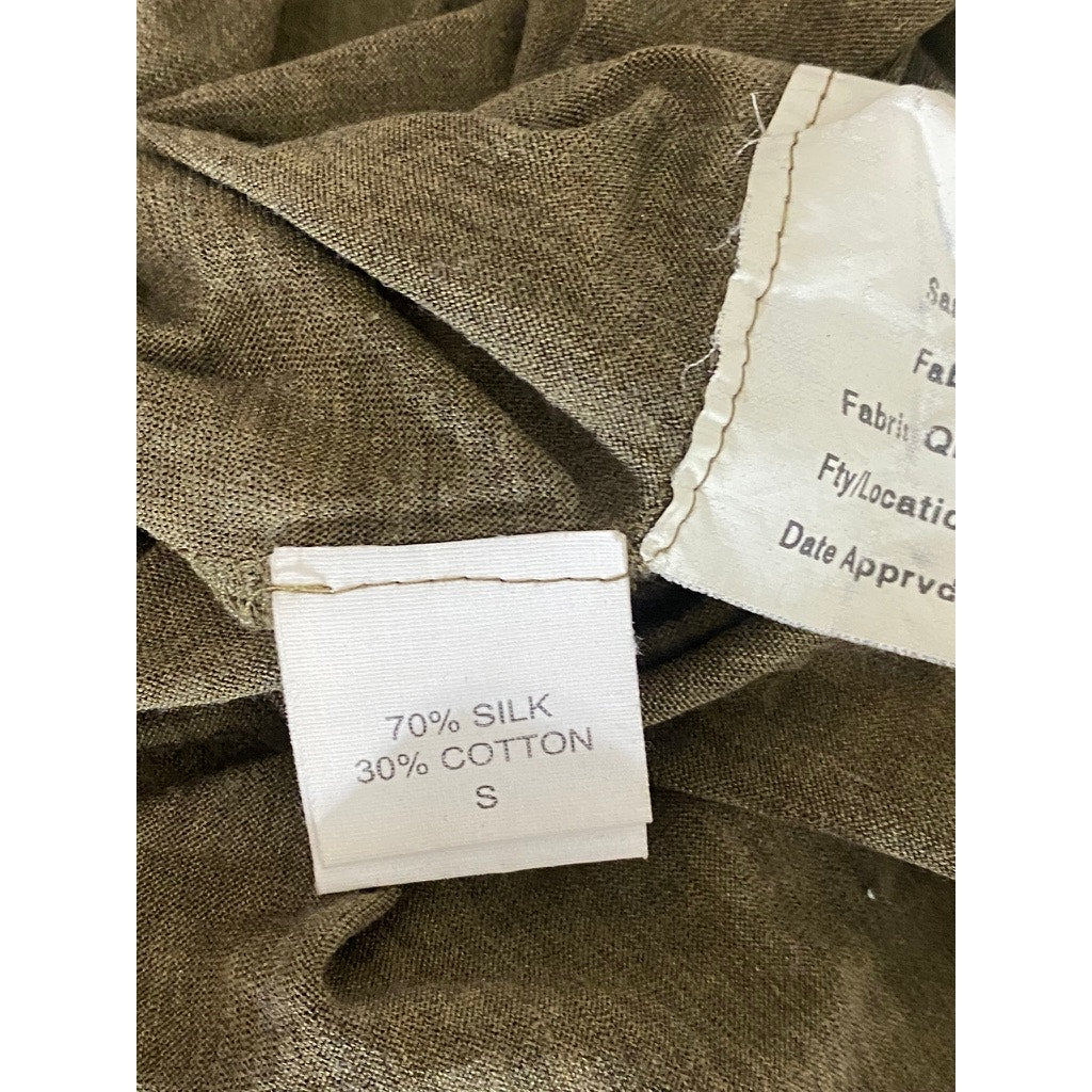 EILEEN FISHER Women's Olive Green Scoop-Neck Solid Silk-Cotton Tank Top SZ S