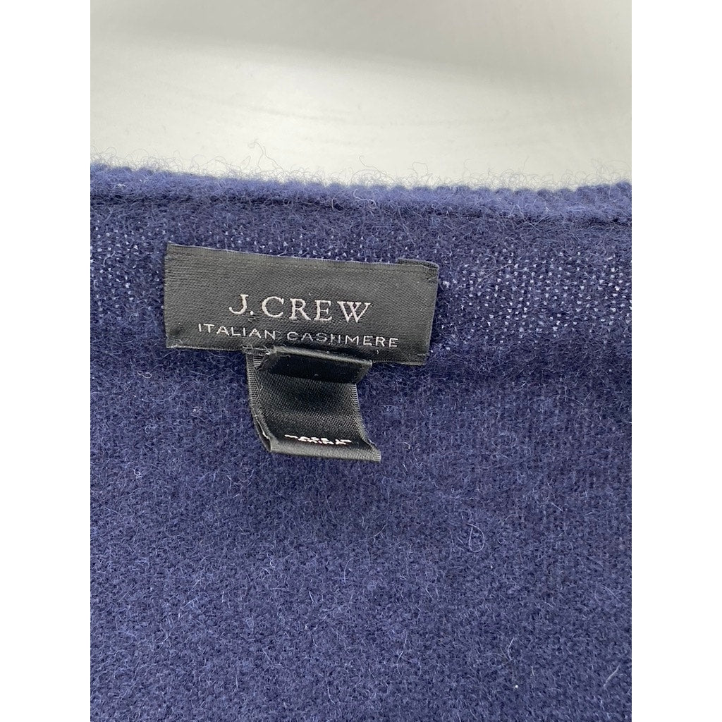 J.CREW Men’s Navy Blue V-Neck Italian Cashmere Long Sleeve Sweater SZ L