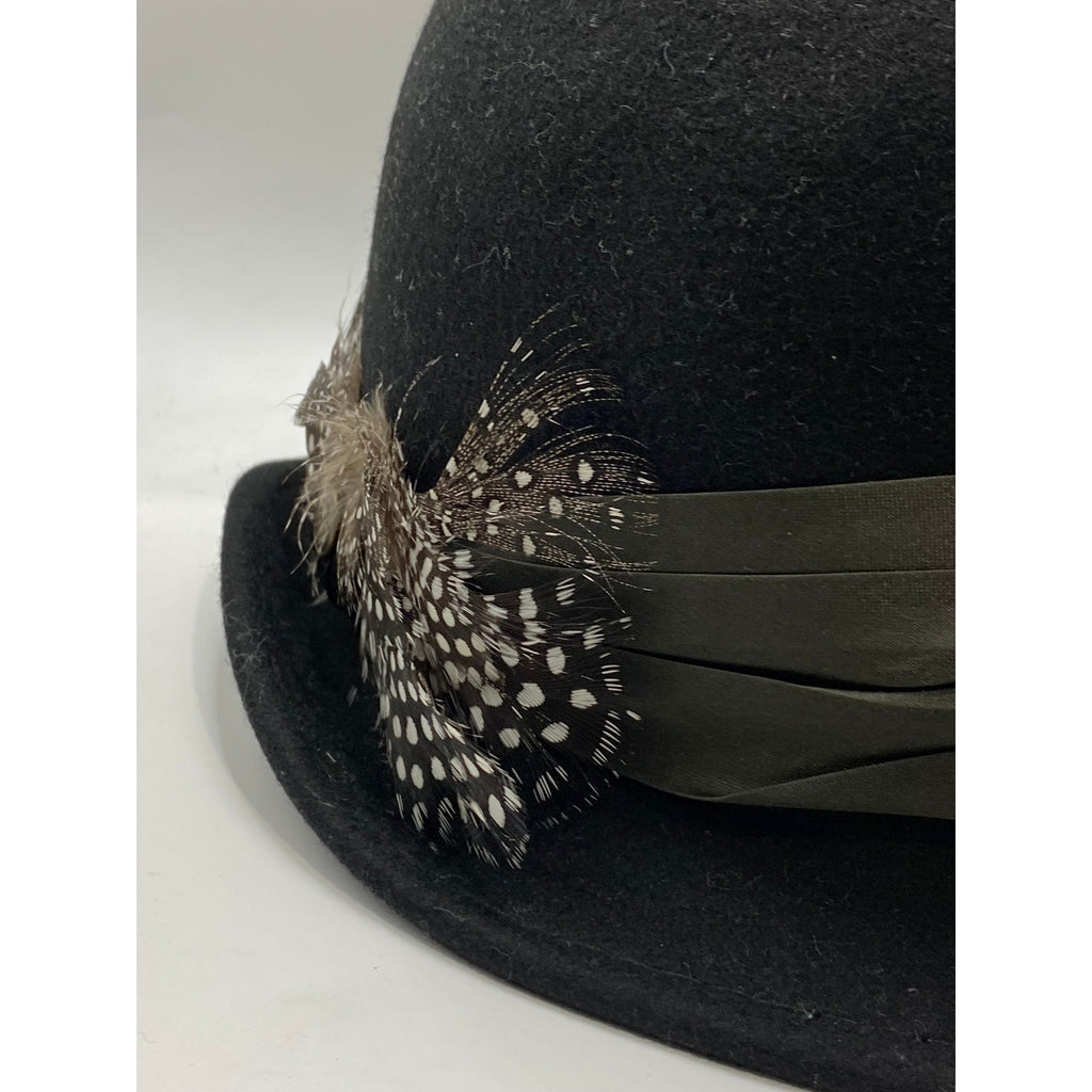 GOORIN BROS. Women's Black Wool Feather Derby Fedora Bowler Hat SZ M