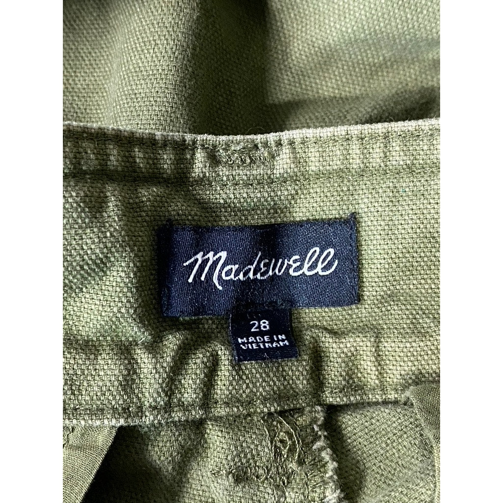 MADEWELL Women's Military Green Four-Pocket Raw-Hem Shorts SZ 28