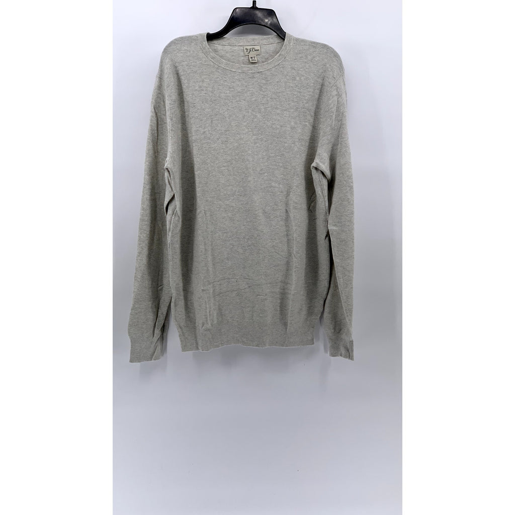 J.CREW Men's Tall Light Gray Crewneck Knit Long Sleeve Sweater SZ MT