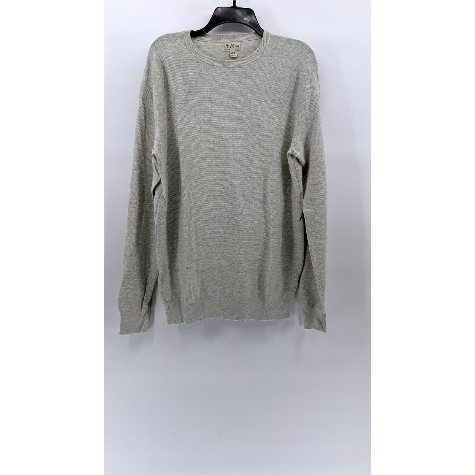 J.CREW Men's Tall Light Gray Crewneck Knit Long Sleeve Sweater SZ MT