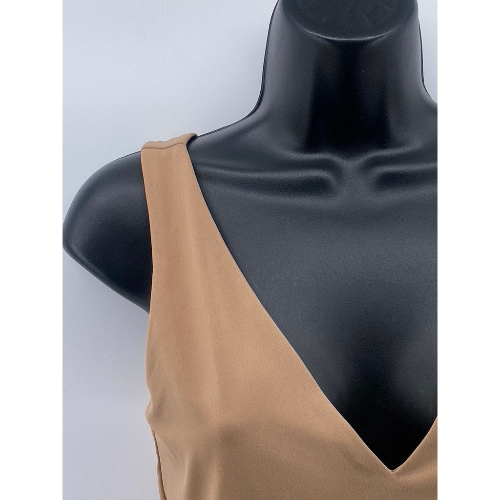 EXPRESS Women's Pecan Double V-Neck Body Contour High Compression Tank Top SZ S