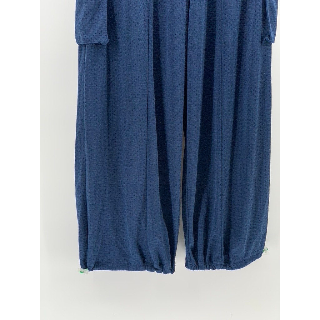 WOA Women's Blue Mesh Relaxed Wide-Leg Pull-On Cargo Pants SZ S