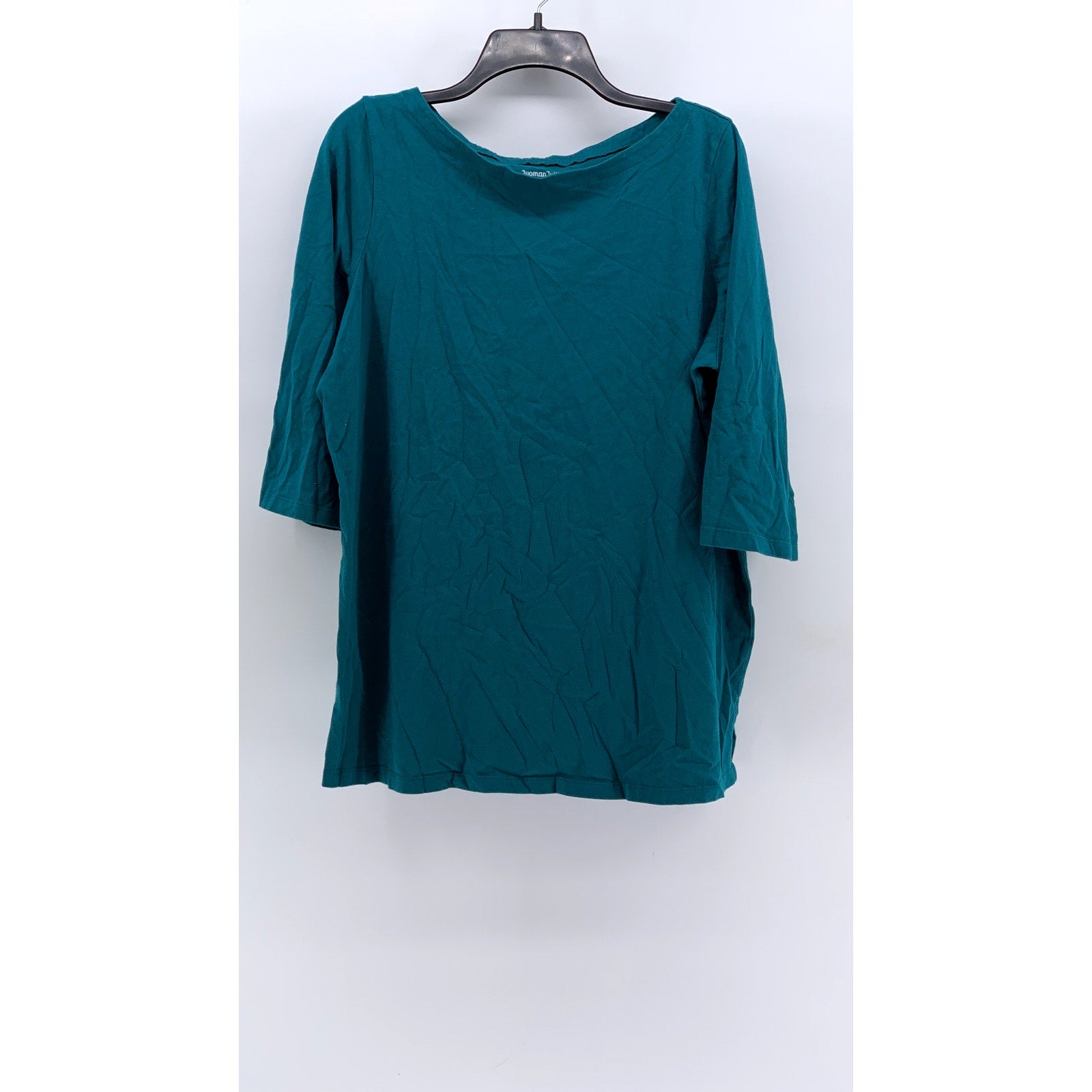 WOMEN WITHIN Women's Plus Blue Scoop-Neck 3/4 Sleeve Top SZ L