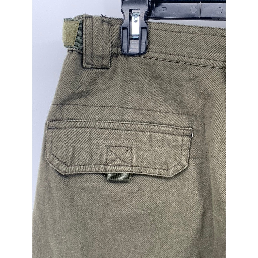 H-T COLLECTION Men's Olive Green Regular-Fit Straight-Leg Cargo Pants SZ M