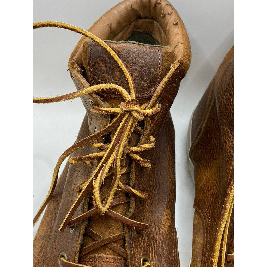 POLO RALPH LAUREN Men's Brown Leather-Suede Lace-Up High-Top Tedd Boots SZ 13