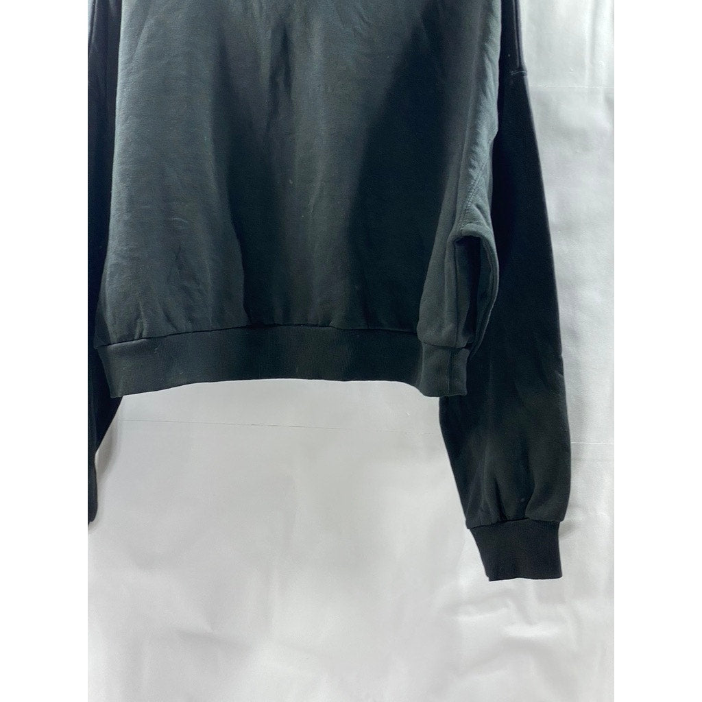 DIVIDED BY H&M Women's Black Crewneck Basic Long Sleeve Cropped Sweatshirt SZ XL