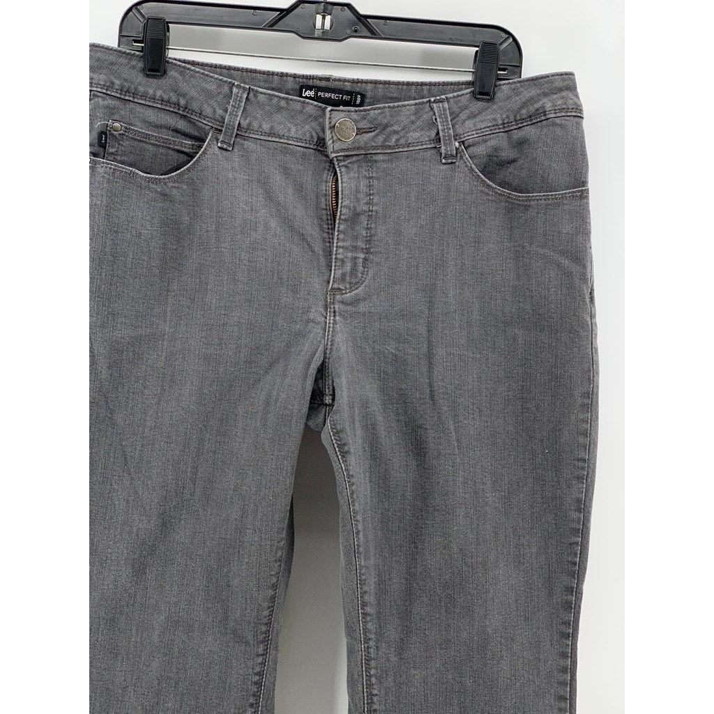 LEE Women's Charcoal Gray Perfect Fit Straight Leg Jeans SZ 12S