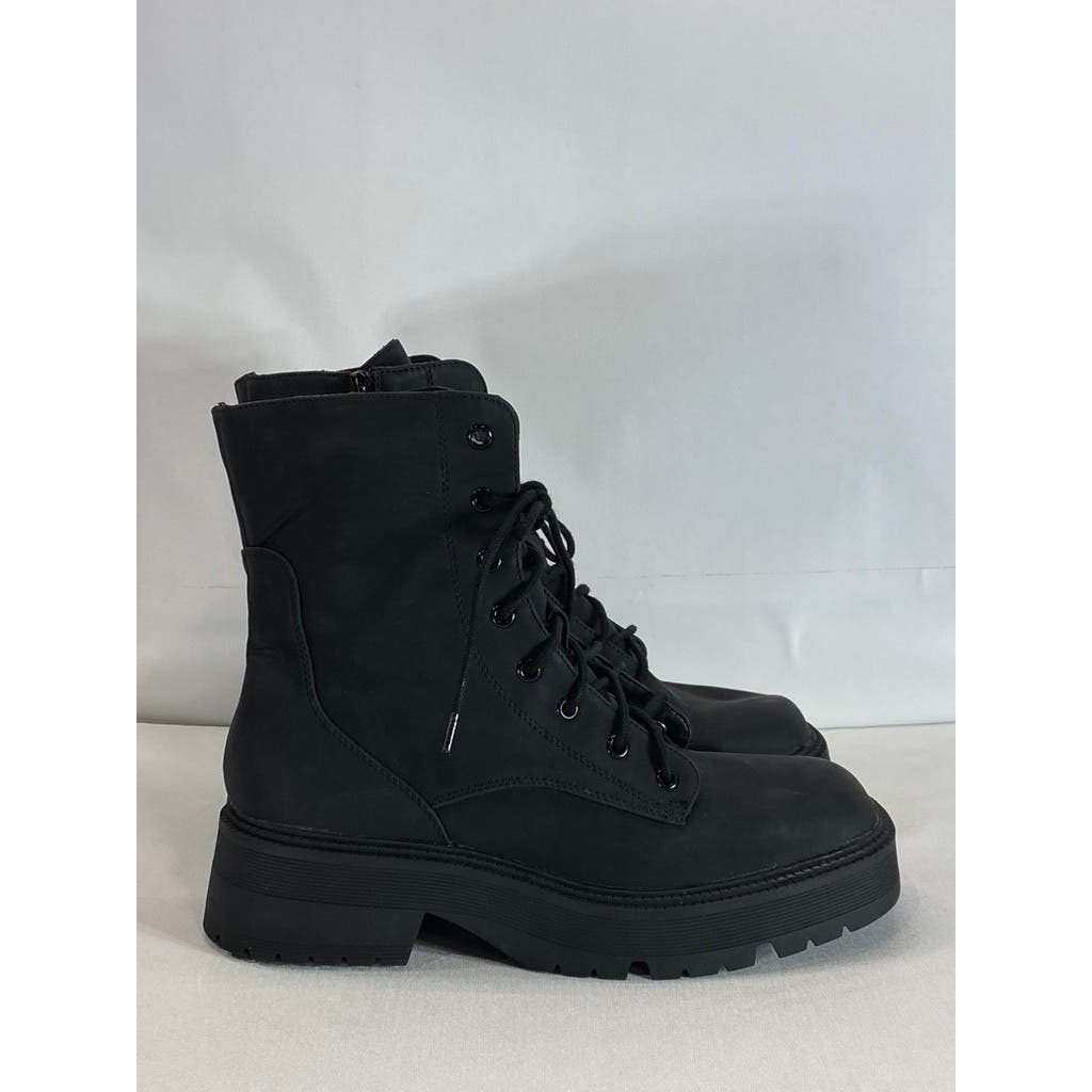 MIA Women's Black Faux-Leather Lilith LugSole Lace-Up Side-Zip Combat Boot SZ8.5