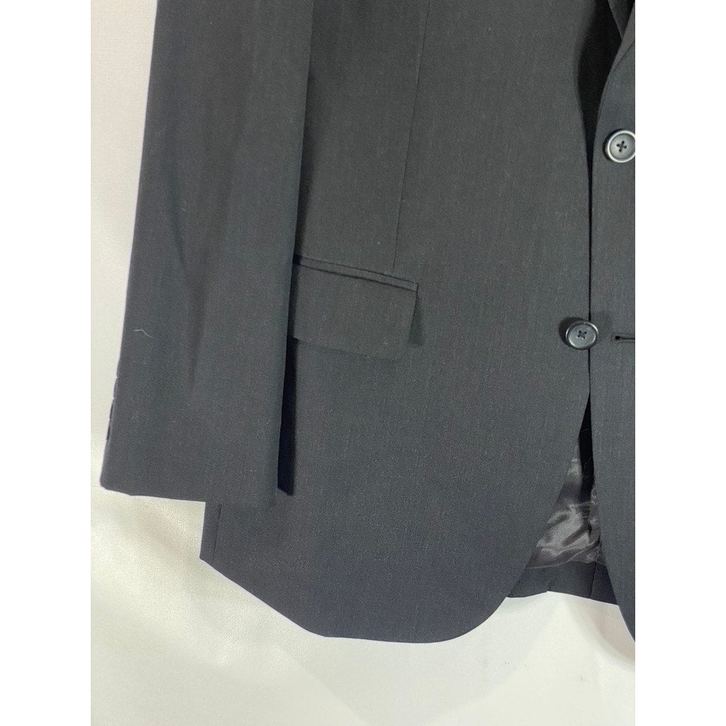 PRONTO UOMO PLATINUM Men's Solid Black Wool Modern-Fit Two-Button Blazer SZ 42R