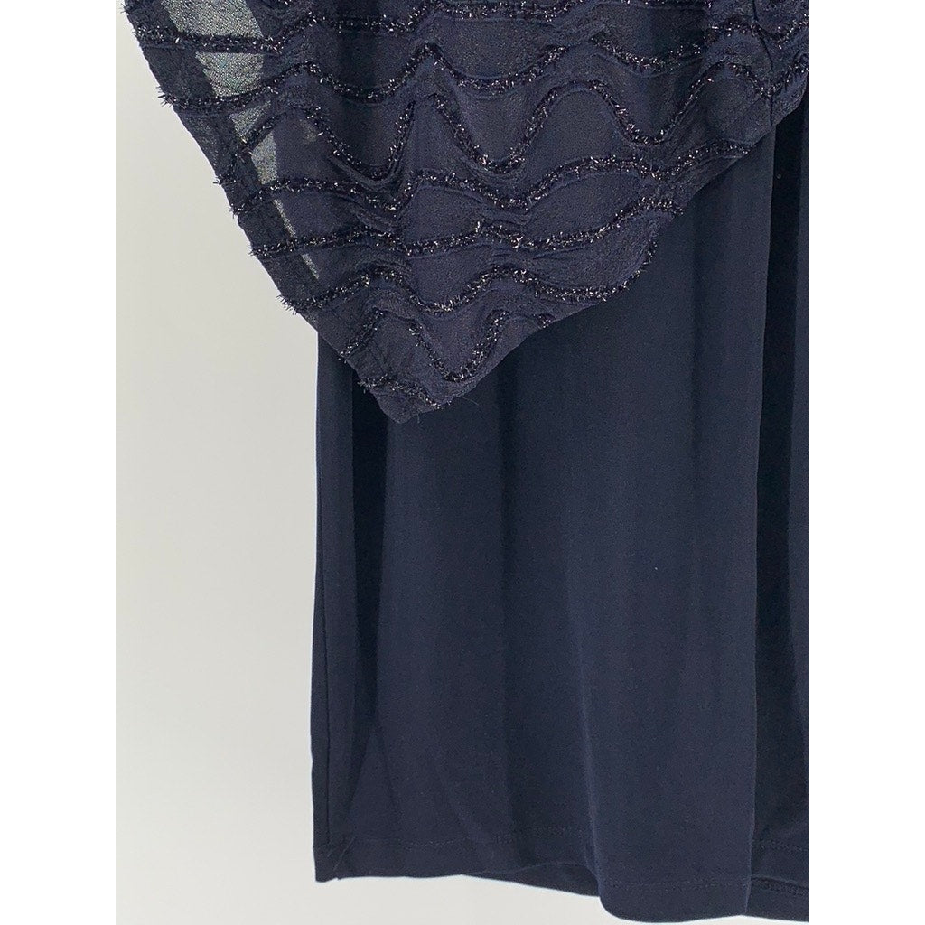 ENFOCUS STUDIO Women's Navy Asymmetrical Shawl Sheath Dress SZ 4