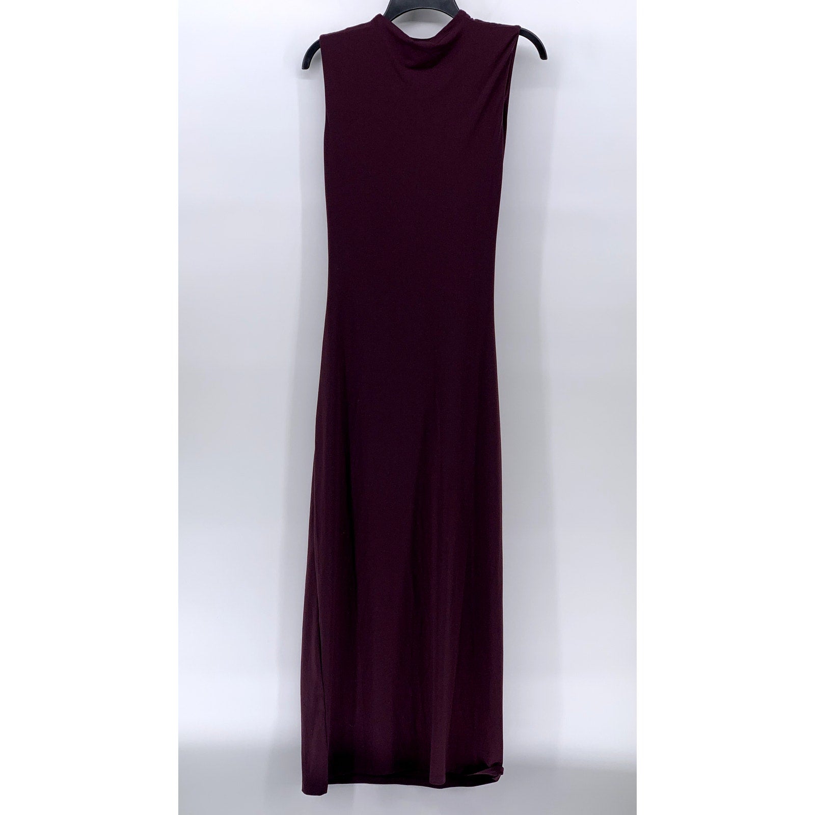 DIIVDED By H&M Women's Wine Ruched Mock-Neck Sleeveless Bodycon Maxi Dress SZ M