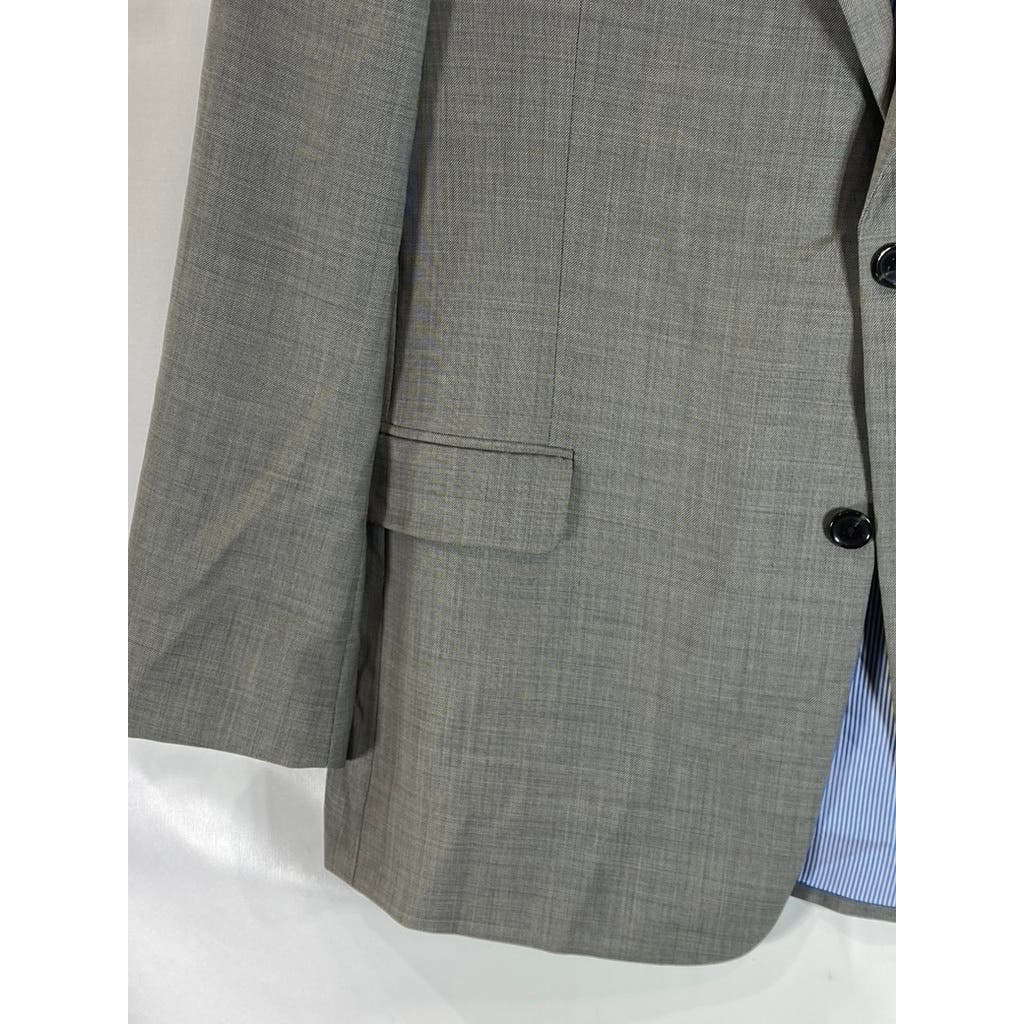 TOMMY HILFIGER Men's Grey Sharkskin Modern-Fit Wool Two-Button Suit Jacket SZ44R
