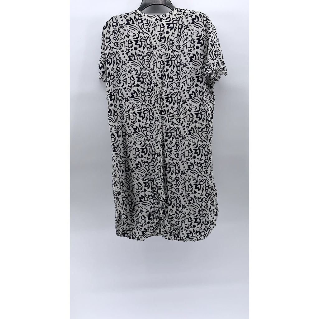PADLETON Women's Black-White Printed Serephina Half-Button A-Line Dress SZ M