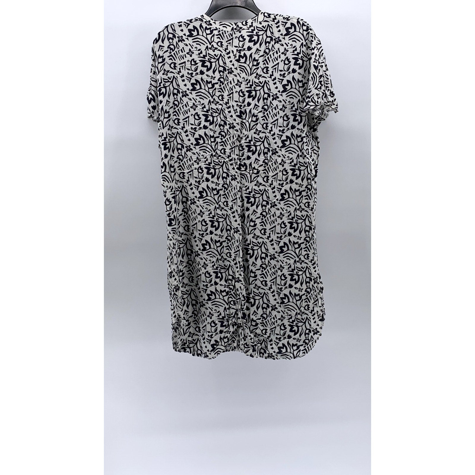 PADLETON Women's Black-White Printed Serephina Half-Button A-Line Dress SZ M