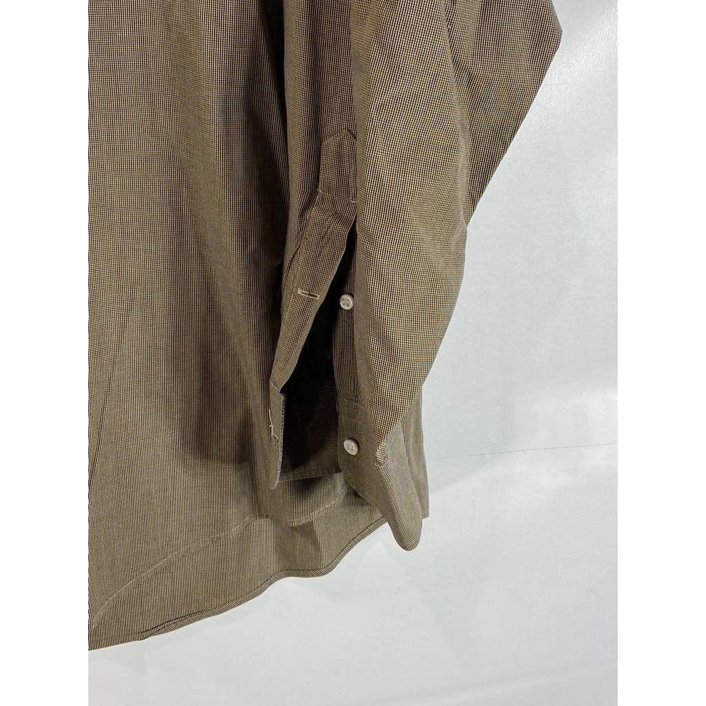 NORDSTROM Men's Brown Printed Relaxed Classic Button-Up Dress Shirt SZ 17.5/34