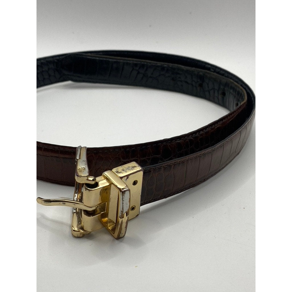 LAUREN RALPH LAUREN Women’s Black-Brown Animal Print Reversible Belt SZ OS