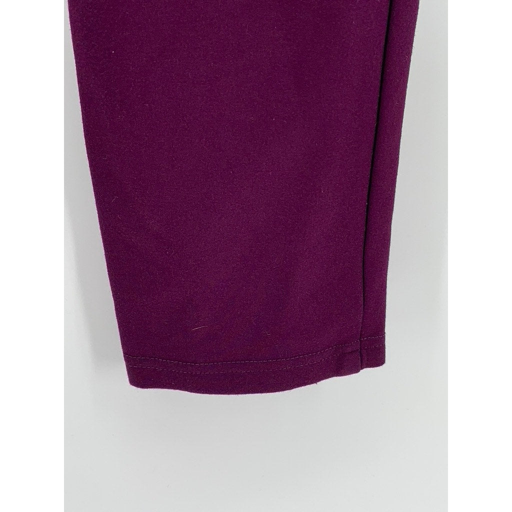 CALVIN KLEIN Women's Burgundy Solid Pull-On Ankle Pants SZ 10
