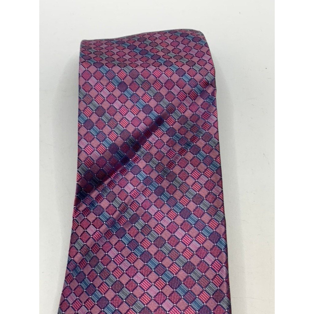 CALVIN KLEIN Men's Purple-Blue Printed Silk Tie SZ OS
