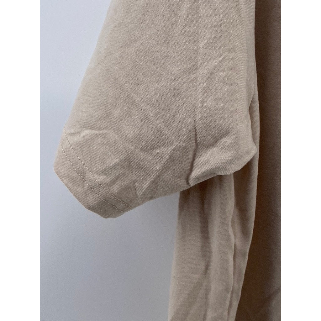 SQRTN COMPANY Unisex Beige-Green Crewneck Logo Short Sleeve T-Shirt SZ XL