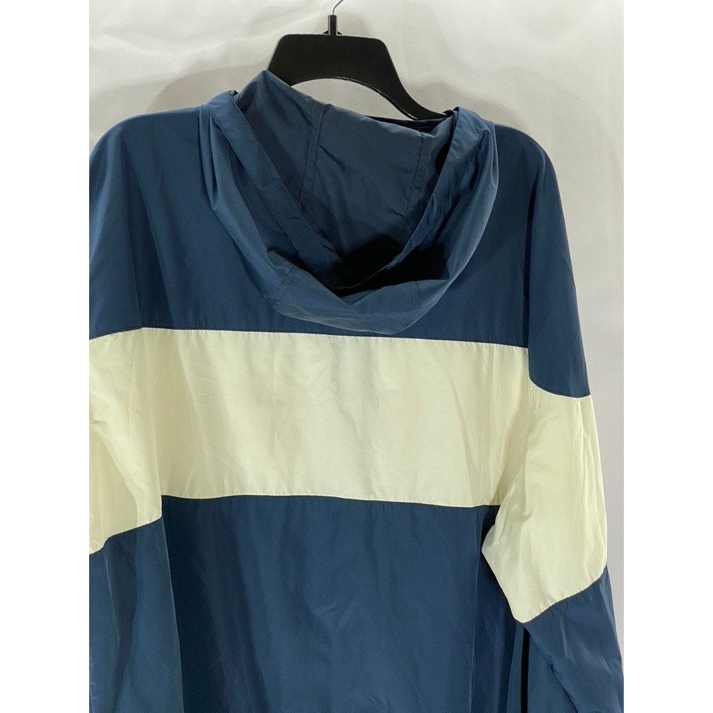 ZARA Men's White/Navy California Logo Hooded Zip-Up Windbreaker Jacket SZ L