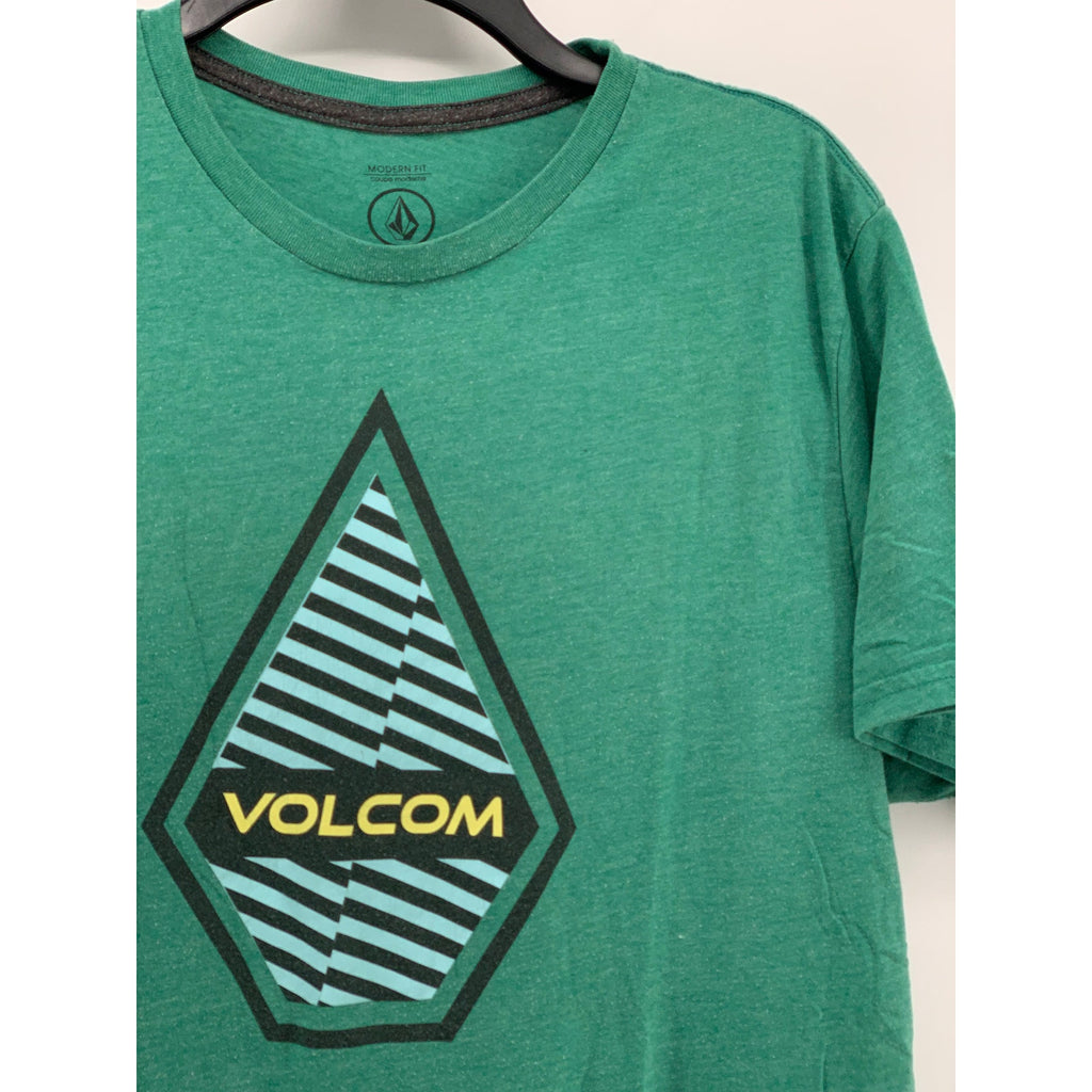 VOLCOM Men's Green Interference Crewneck Short Sleeve Modern Fit T-Shirt SZ L