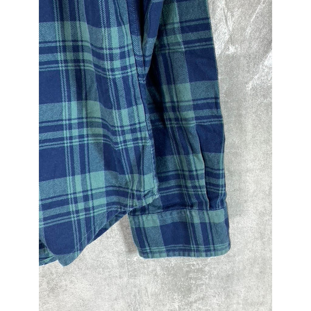 BONOBOS Men's Blue Plaid Standard-Fit Button-Up Long Sleeve Shirt SZ M