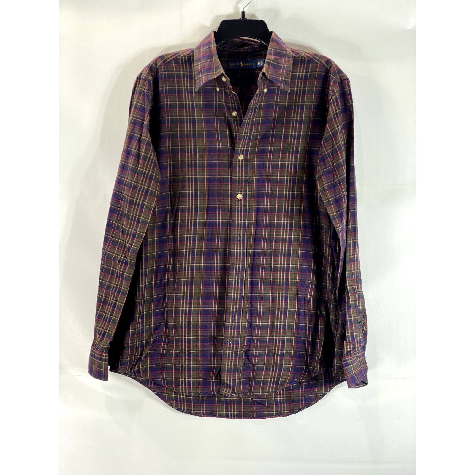 RALPH LAUREN Men's Purple/Green Plaid Button-Up Long Sleeve Shirt SZ M