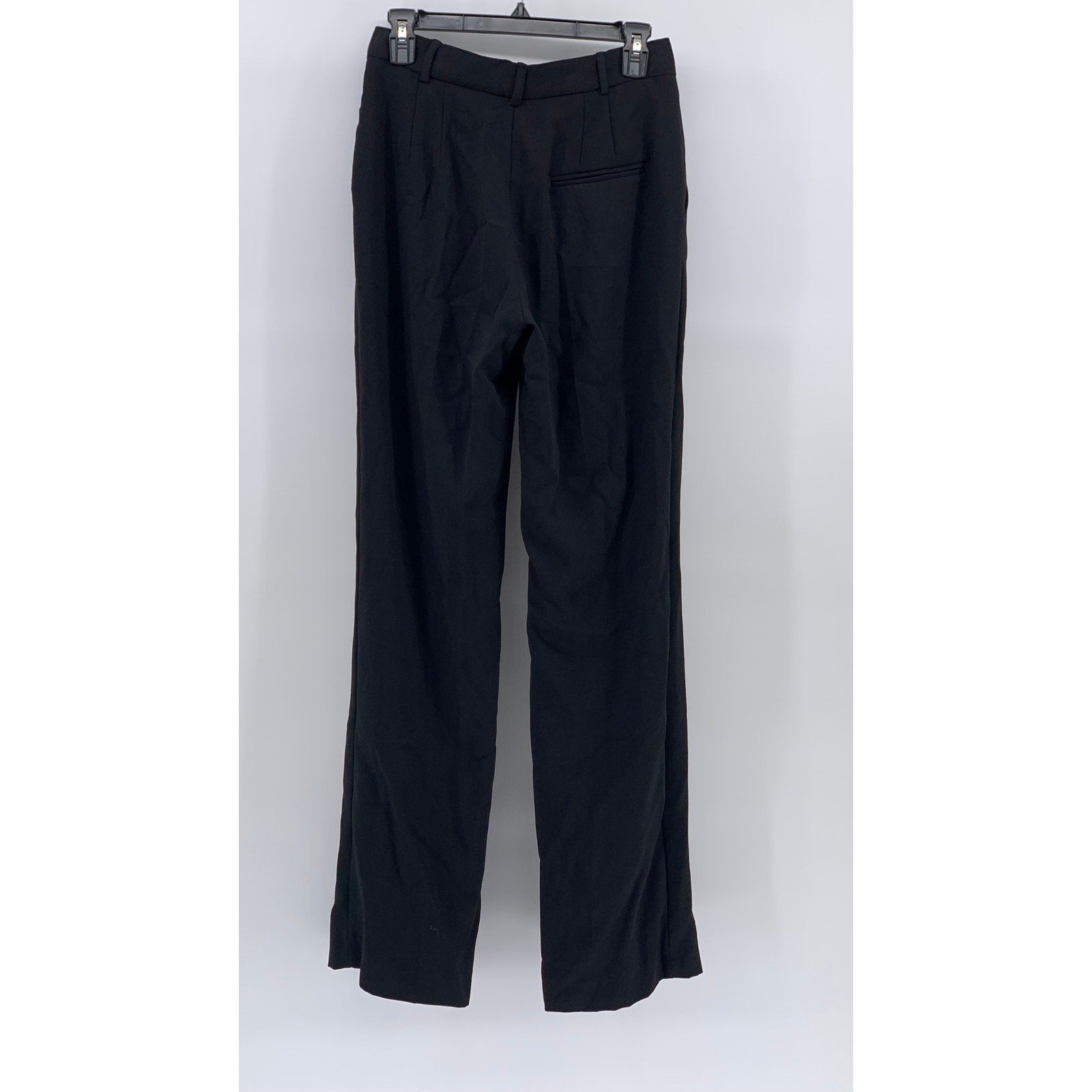 ZARA Women's Black Solid Straight-Leg High-Rise Flat Front Pants SZ S