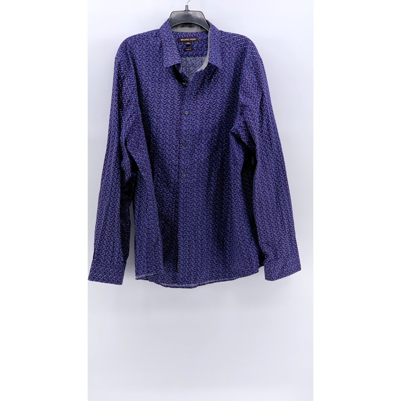 MICHAEL KORS Men's Blue Printed Classic Fit Button-Up Shirt SZ XXL