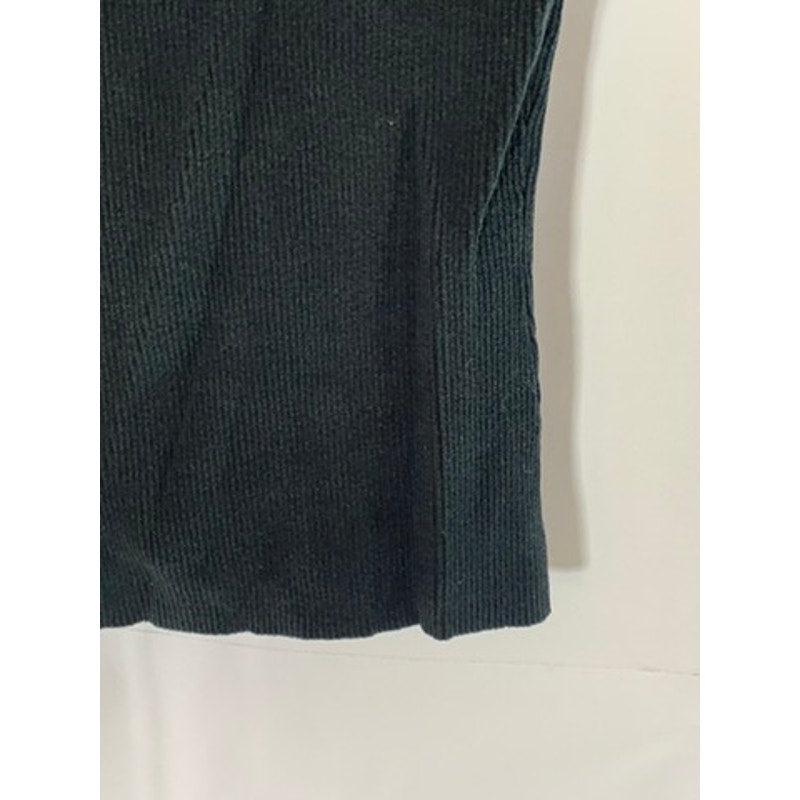 AUGUST SILK Women's Black Ribbed V-Neck Crochet Trim Cap Sleeve Top SZ S