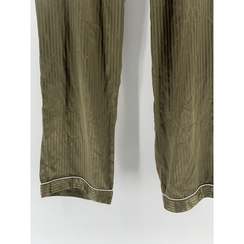 EKOUAER Women's Brown Striped Pull-On Lightweight Relaxed-Fit Pajama Pants SZ M