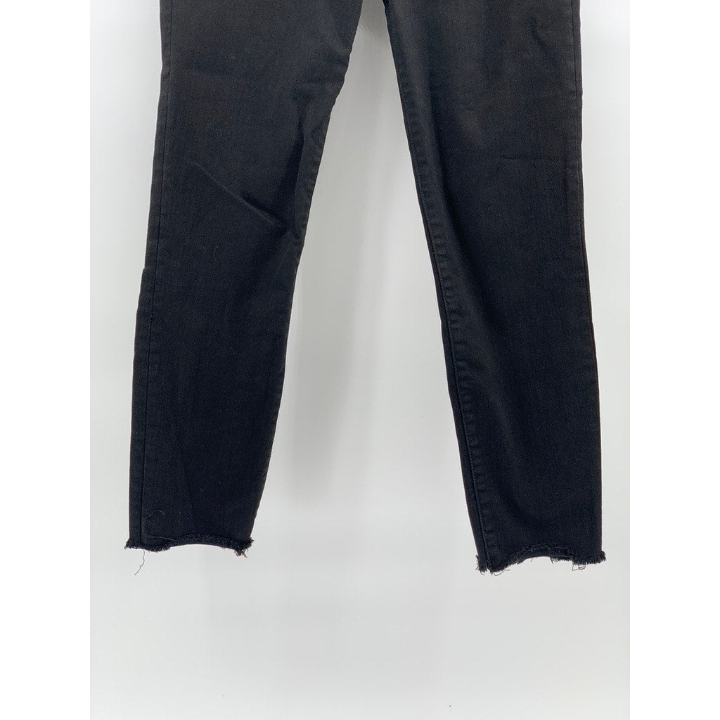 MADEWELL Women's Black 9" Mid-Rise Skinny Leg Frayed Cropped Jeans SZ 28