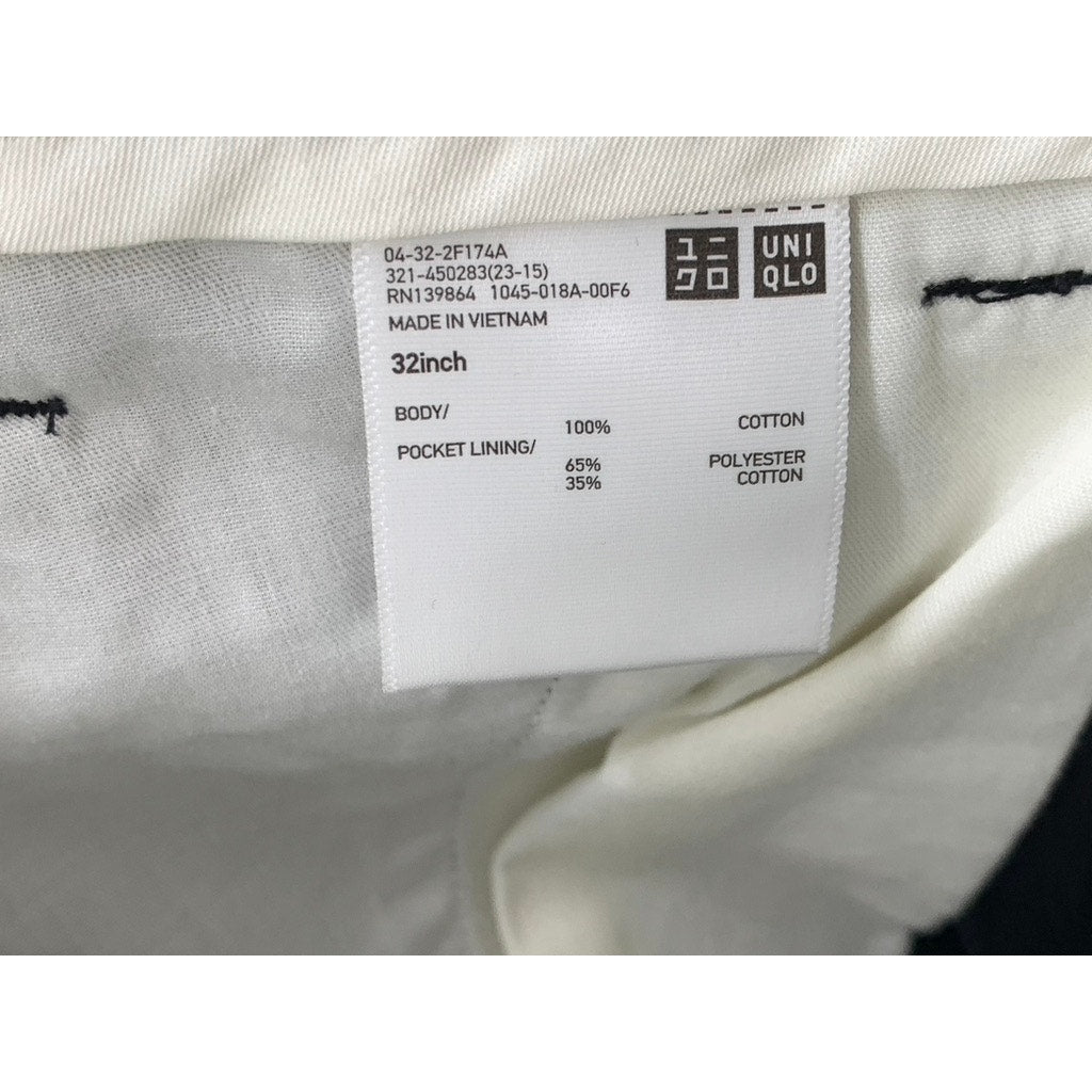 UNIQLO Men's Black Pleated Tapered Chino Pants SZ 32