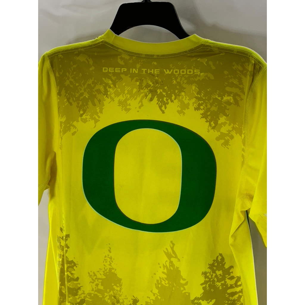 NIKE Men's Yellow/Green Dri-Fit  Pit Crew Logo Crewneck Short Sleeve T-Shirt SZS