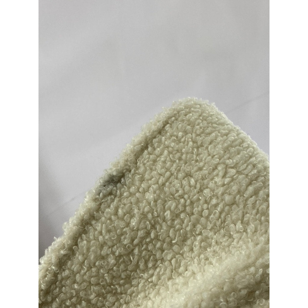 ABERCROMBIE & FITCH Women's Beige Sherpa Snap-Button Cropped Jacket SZ XS